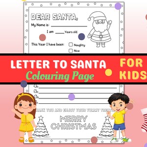 Brief an den Weihnachtsmann Malseite | Lieber Weihnachtsmann Brief | Weihnachtswunschliste | Weihnachtsfarben | Weihnachten Kinder Aktivität | Vorlage
