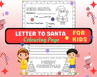Letter to Santa Coloring Page | Christmas Kids Activity (PDF)