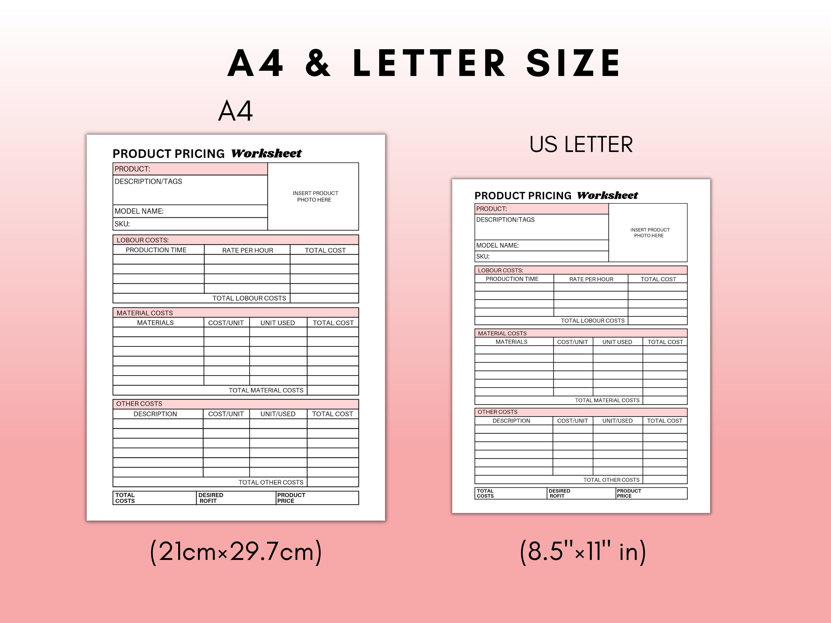 Product Pricing Printable Bundle, Product Price Calculator, Business ...