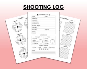 Shooting Log Printable, Shooters Data Record Book for Pistol and Rifle,Target, Hand-loading Logbook, Range Shooting Book, PDF, A4
