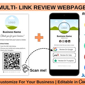 Página de destino de reseñas de Google, sitio web para dejarnos una reseña, plantilla de sitio web de reseñas con múltiples enlaces, sitio web con enlaces de reseñas, plantilla de Canva con enlaces en la biografía