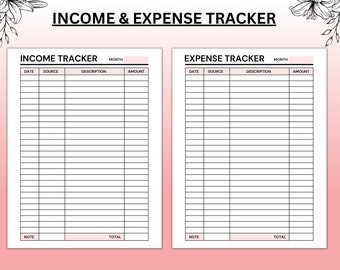Income and Expense Tracker, Printable Ledger (A4, A5, Letter)