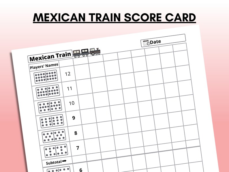 Mexican Train Score Sheet Printable