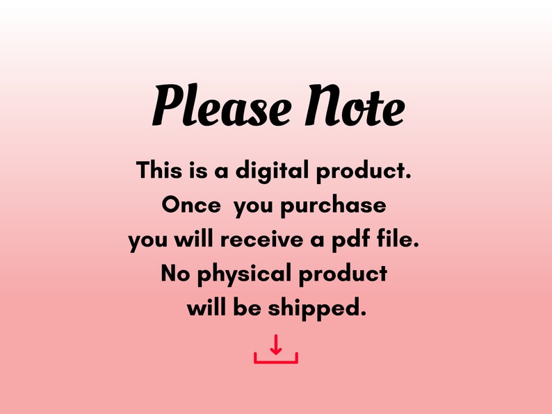 May include: Please Note: This is a digital product. Once you purchase, you will receive a PDF file. No physical product will be shipped.