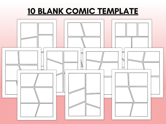 Blank Comic Book Template, Comic Book Strip Template, Empty Comic Panels  Printable, 10 Sheets, Letter and A4 Size -  Denmark