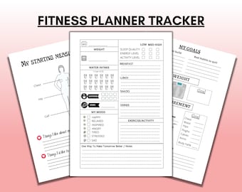 Food and Fitness Planner, Fitness And Weight loss planner with Interactive Meal Planner, Exercise Journal & Diet Plans, Instant PDF Download