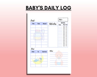 Baby Daily Log Printable, Food Tracker, Activity, Sleep (PDF & PNG Download)