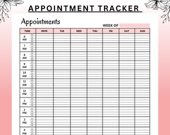 15 Minute Interval Appointment Tracker, Printable PDF (A4, A5, Letter)