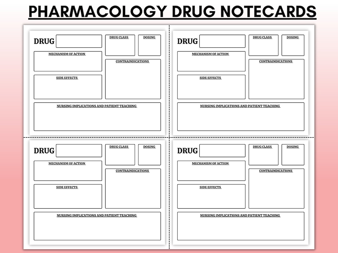 Pharmacology Notecard Template Drug Template Student Nurse Etsy Pharmacology Notecard Template Drug Template Student Nurse Etsy
