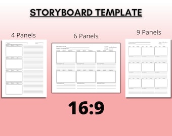 Storyboard Template, Story Board Planner  Video Planner, Film Planner, for Directors, Filmmakers & Animators and Creative Storytellers, PDF