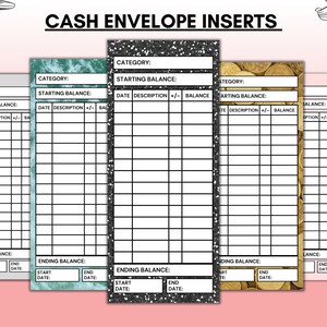 Geldumschlageinlagen, Bargeldtransaktionsregister, Geldumschlag-Tracker, Budget-Tracker, Ausgaben-Tracker, Spesen-Tracker, Geld-Tracker