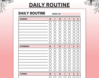 Daily Routine Planner, Habit Tracker, Printable Template (PDF)