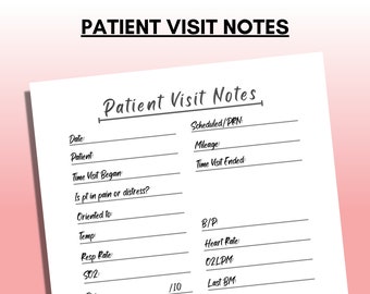 Hospice Nurse Patient Visit Notes – Nursing Assessment Log (PDF Download)