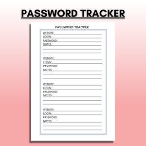 Printable Password Tracker, Password Keeper | Password Tracker, Password Keeper Insert,  Password List, Instant PDF Download A4