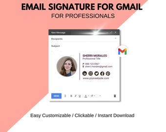 Email Signature Template for Gmail, Clickable Email Signature in Google Docs (Instant Download)