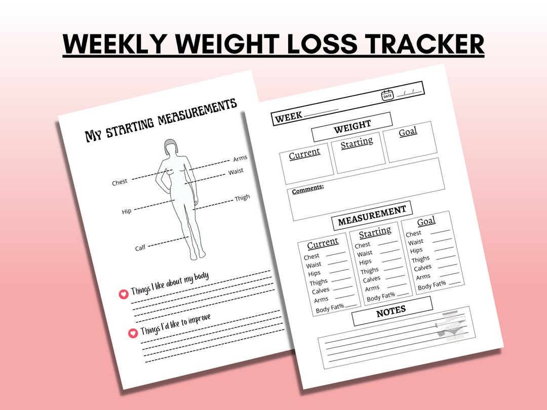 Weekly Weight Loss Tracker – Body Measurements, Fitness Planner (A4 PDF ...