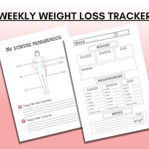 Weekly Weight Loss Tracker - Weight Loss Tracker Printable | Weight Loss Log, Fitness Planner, Weekly Weigh In Sheet A4 Instant PDF Download