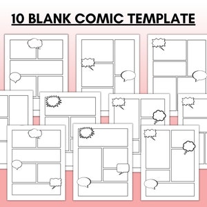 Leere Comic-Vorlage, Comic-Vorlage, leere Comic-Panels | Printable, 10 Blatt, Letter und A4 Size