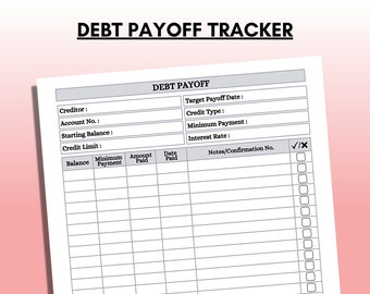 Debt Payoff Tracker Printable, Payment Planner (US Letter & A4) (Digital Download)