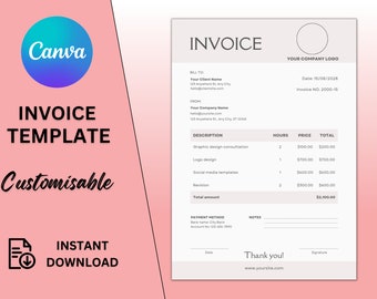 Editable Business Invoice Template – Printable Canva Design (A4)