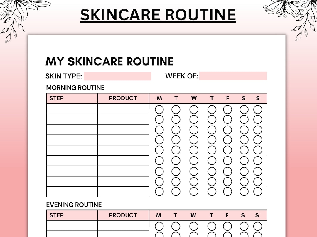 Skincare Routine Template, Skincare Tracker, Morning and Night Beauty ...