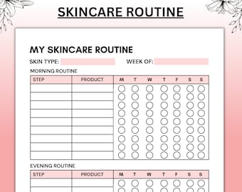 Planner per la routine di cura della pelle, diario di bellezza, tracker per la cura di sé (download PDF)