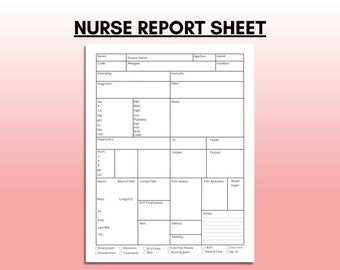 nursing report sheet cardiac Nurse Report Sheet, Brain sheets for nurses, Nurse Report Shifts, Patient Assessment, ICU Nurse, Instant PDF Download A4-LETTER