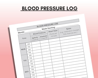 Blood Pressure Chart - Etsy UK