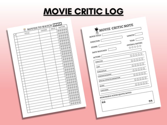 『ryotasu映画関連資料５５０』 Movie Critic Log Printable, Movies to Watch List - Movie