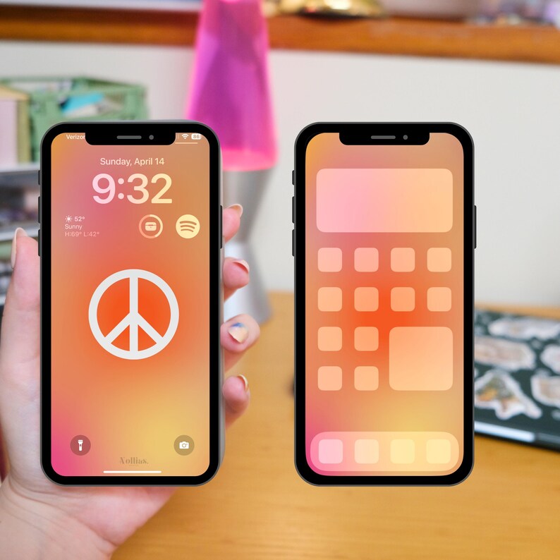 Boho Chic Peace Red Gradient Lock Screen Download | INSTANT iPhone ...