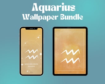 Aquarius Lockscreen Digital Download | Zodiac Symbols | INSTANT Downloadable Background | iPhone and iPad Wallpaper Bundle | Custom IOS