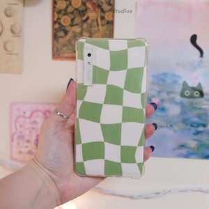 Aesthetic Green Checkers Boox Palma Insert | E-Reader Background | Bohemian Hippie Cottagecore