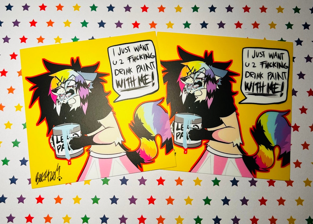Furry Scene 2000s paint Drinker Sticker Etsy