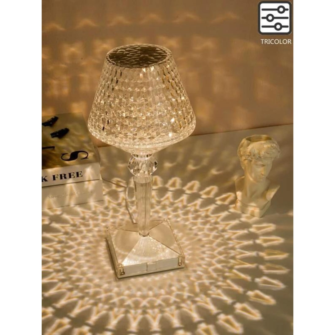 Crystal Table Lamps Acrylic Prism Desk Night Lights Bedroom Etsy