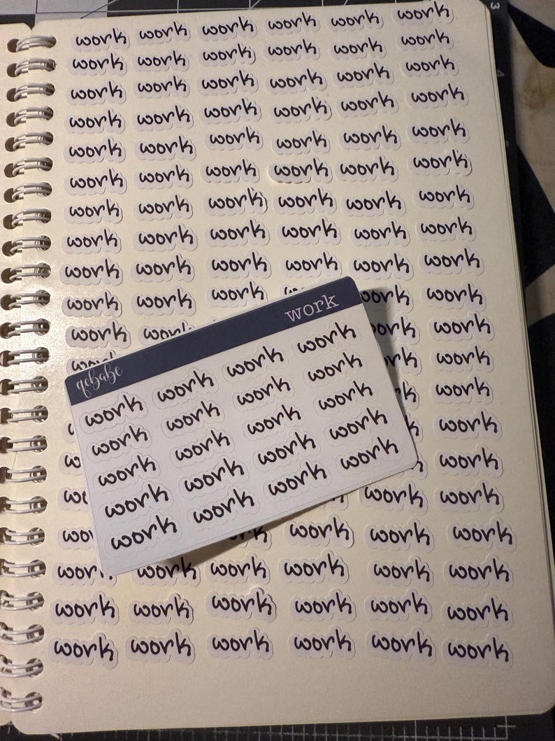 Work Lettering Sticker - Etsy
