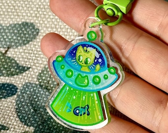 Alien Kitty - Acryl Anhänger