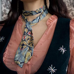 William Morris Up-cycled Boho Vintage Style Skinny Scarf Neck Tie
