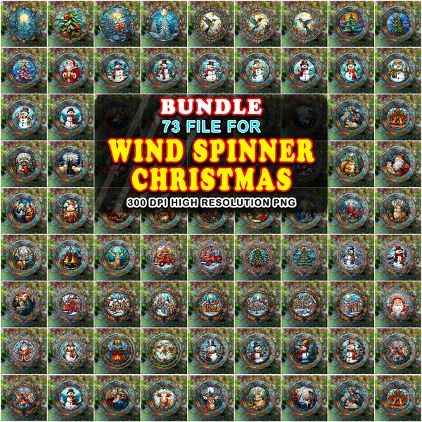 Bundle 70+ Datei für Wind Spinner Weihnachten Sublimation Design Template, 10 inch Runde hängende Sublimation Designs Wind Spinner PNG