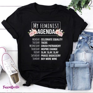 My Feminist Agenda Cool Feminist Feminism Pullover Vintage T-Shirt, Feminist Shirt, For Strong Women Shirt