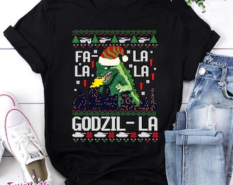 Fa La La La Godzilla Christmas Vintage T-Shirt, Godzilla Christmas Shirt, Godzilla Shirt, For Godzilla Gift Shirt