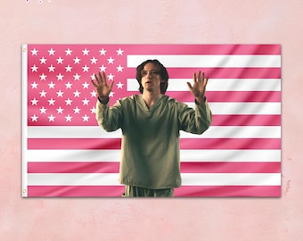 Bob Lewis Pullman American Pink Flag Tapestry, Bob Lewis Pullman Pink Flags, Decor Pink Flag