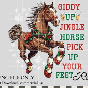 Giddy Up Jingle Horse Western Christmas Santa Instant Digital Download | Trendy Western Designs, Western PNG file, Trendy Shirt PNG Download