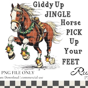 Giddy Up Jingle Horse Western Christmas Santa Instant Digital Download | Trendy Western Designs, Western PNG file, Trendy Shirt PNG Download