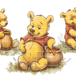 Classic Winnie the Pooh Clipart, Pooh PNG, pooh honey, Digital Download, Transparent PNG, DIY Baby Shower Birthday Invitation Party Decor