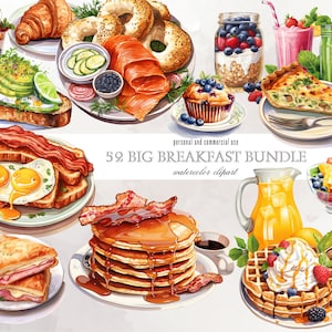 Frühstück Clipart Aquarell Lebensmittel Clipart Waffeln PNG Pfannkuchen Clipart, Muffin Brunch Toast Kaffee Tee Waffeln Speck Kawaii Clipart
