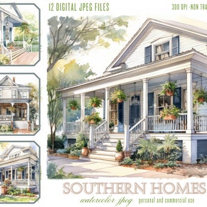 Watercolor Front Porch Southern Home Digital art Paper Pack Illustration Bundle, JPG Files for Commercial Use, Junk Journals, Sublimation
