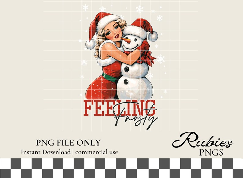 Funny Christmas SVG PNG, Retro Girl Christmas, Feeling Frosty PNG