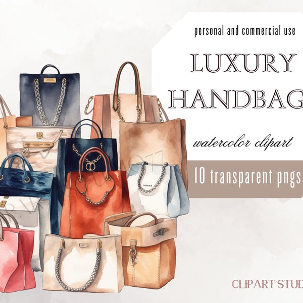 Watercolor Luxury handbags clipart Bag clipart Fashion clipart planner girl clip art Fashion accessories clip art purse illustration