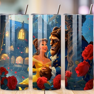 Princess Tumbler Wrap Png, Beauty And The Beast Tumbler Png, 20oz Skinny Tumbler Wrap, Princess Sublimation Designs, Princess Wrap png
