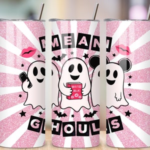 mean ghouls Funny Ghost Halloween Tumbler Wrap png pink Halloween Tumbler Design, Spooky Ghouls Tumbler Wrap, 20oz Skinny Tumbler, burn book